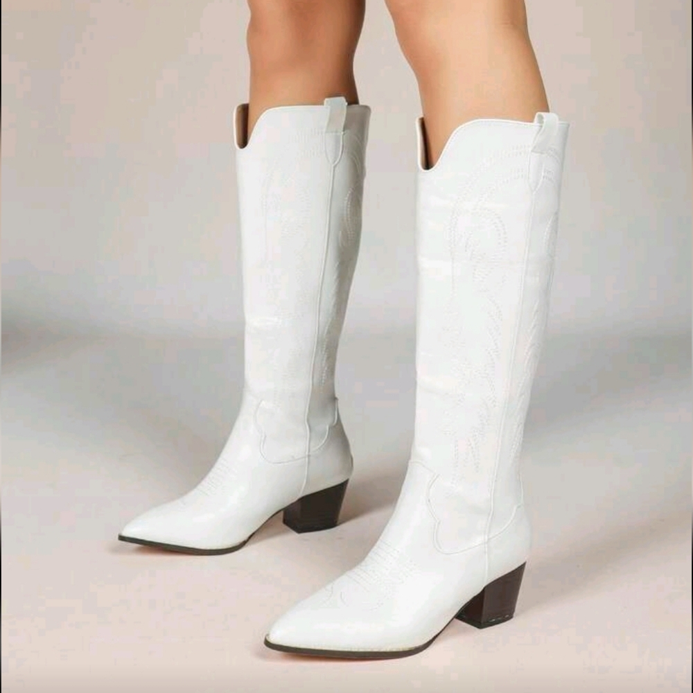 Elegant White Knee-High Boots